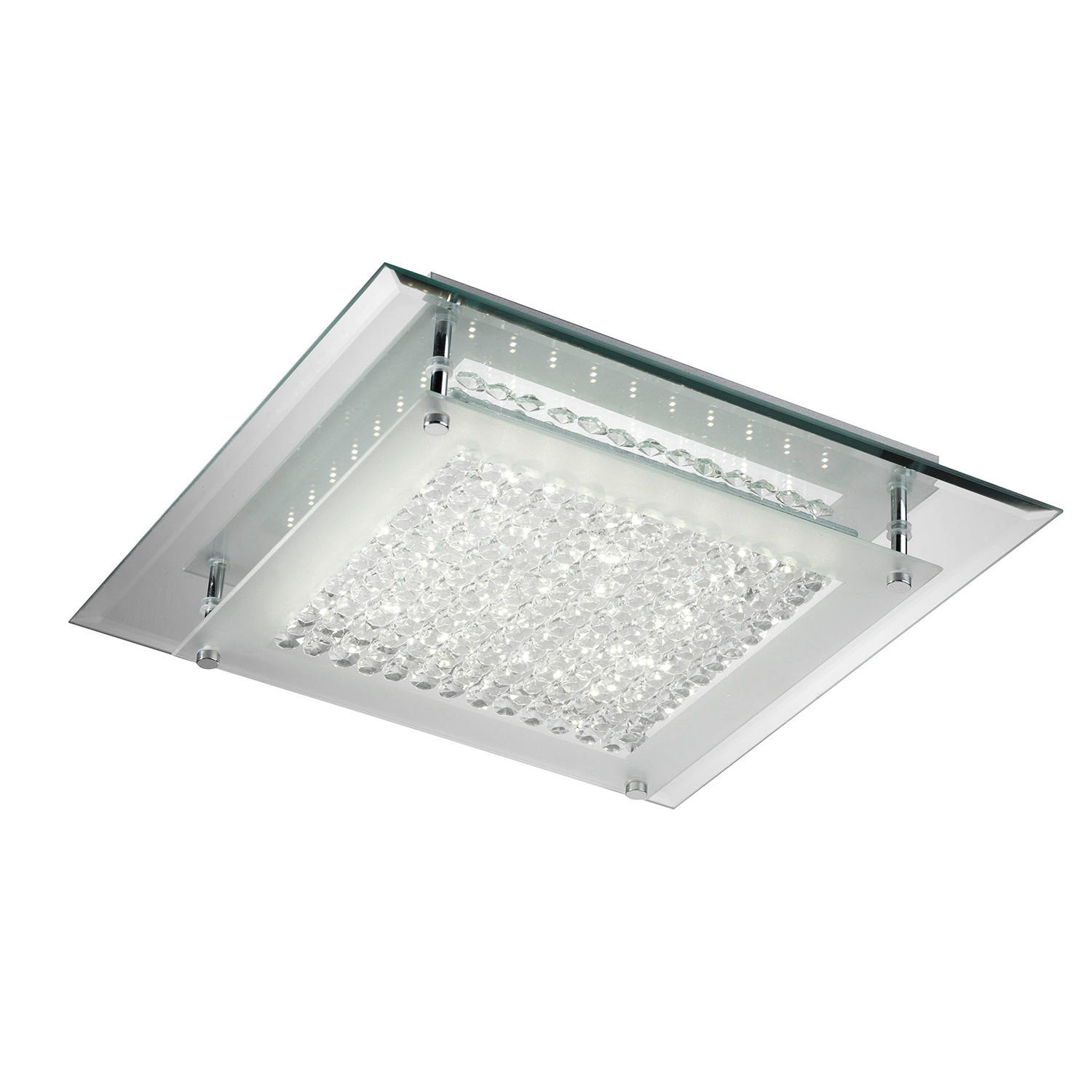 LED-DECKENLEUCHTE 34/34/7 cm   - Klar/Chromfarben, Design, Glas/Metall (34/34/7cm)