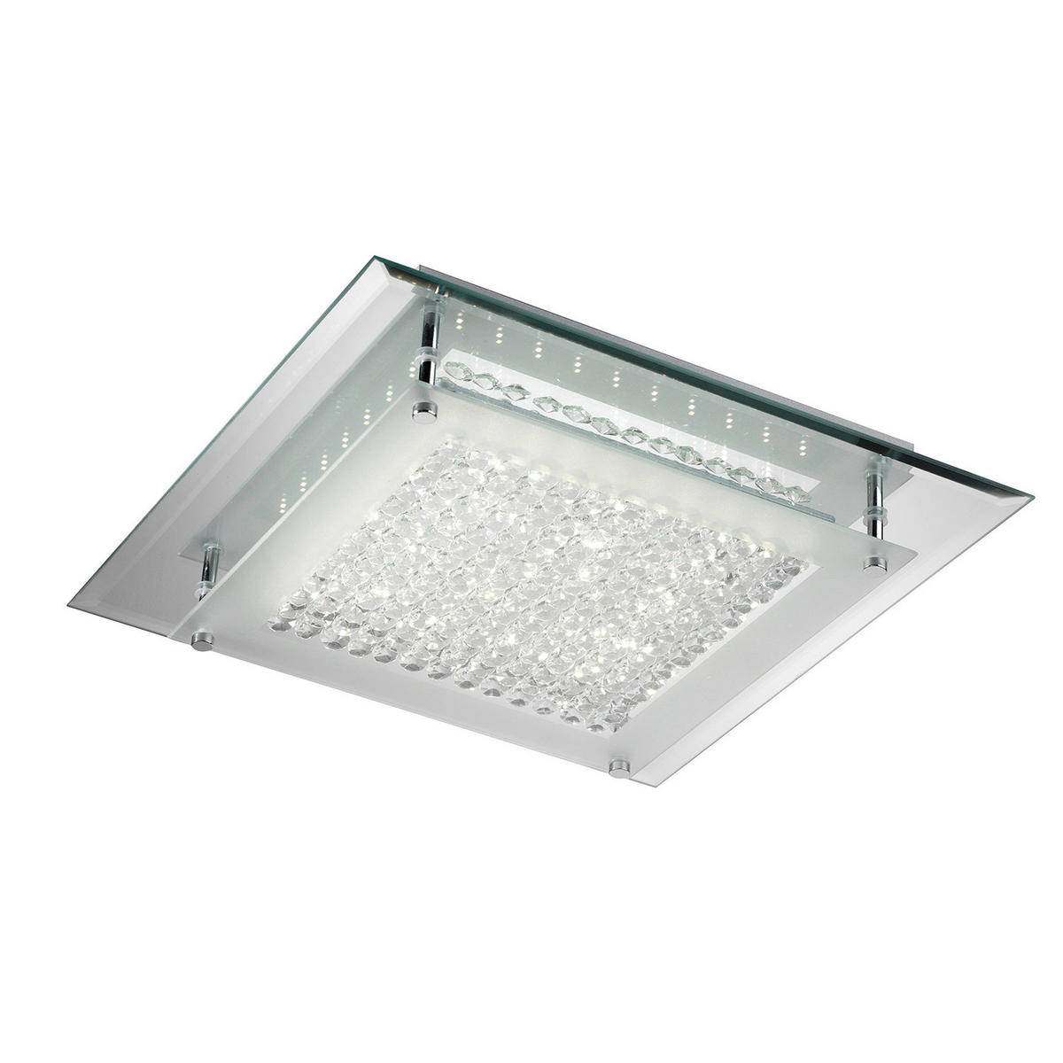 LED-DECKENLEUCHTE 34/34/7 cm   - Klar/Chromfarben, Design, Glas/Metall (34/34/7cm)