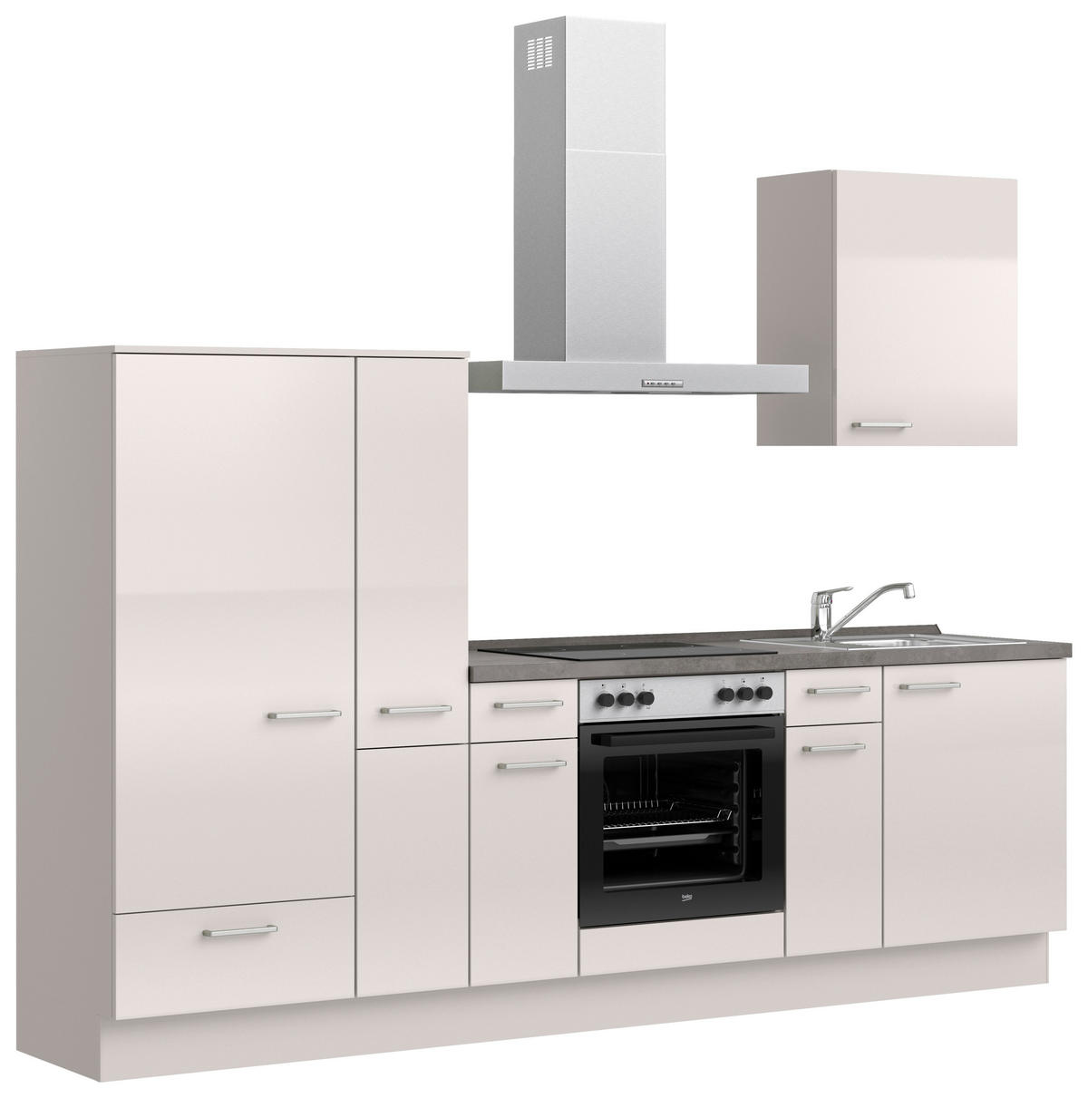 KÜCHENLEERBLOCK Flash 270 cm  in Schieferfarben, Hellgrau  - Schieferfarben/Edelstahlfarben, MODERN, Holzwerkstoff/Metall (270cm) - Nobilia