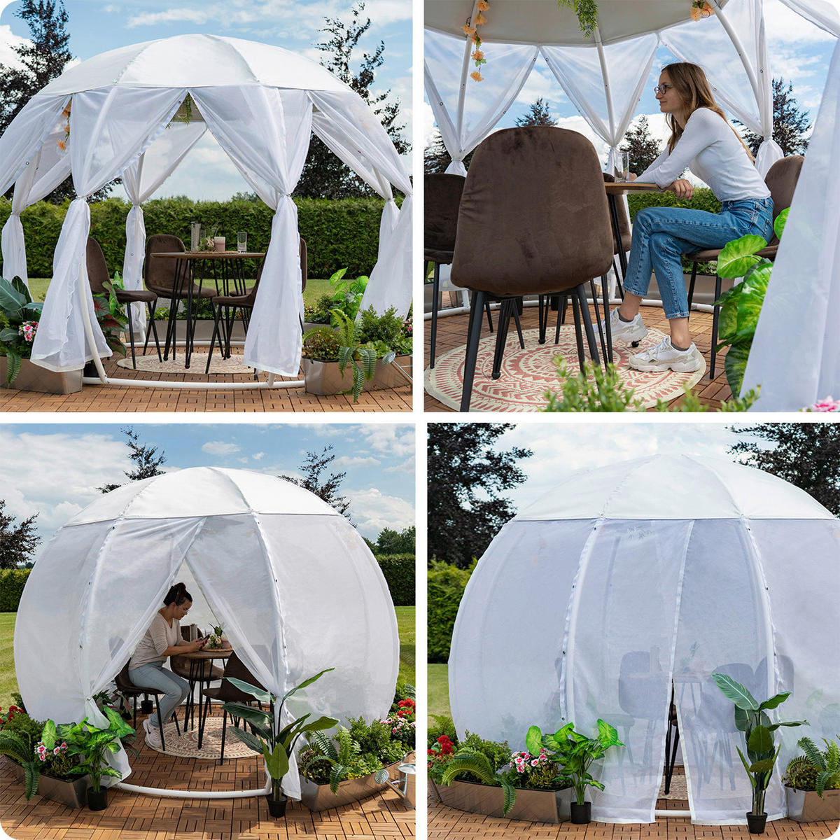 PAVILLON 303/230/303 cm Aluminium  - Silberfarben/Weiß, Basics, Textil/Metall (303/230/303cm)