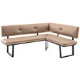 ECKBANK 180/140 cm  in Schwarz, Beige  - Beige/Schwarz, MODERN, Textil/Metall (180/140cm) - Cantus