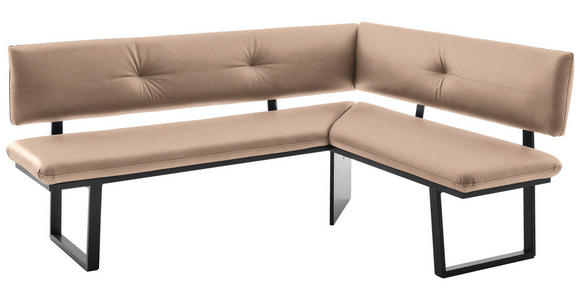 ECKBANK 180/140 cm  in Schwarz, Beige  - Beige/Schwarz, MODERN, Textil/Metall (180/140cm) - Cantus