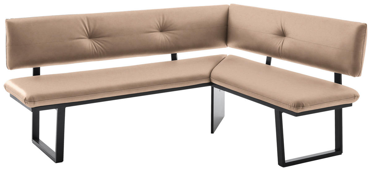 ECKBANK 205/165 cm  in Schwarz, Beige  - Beige/Schwarz, MODERN, Textil/Metall (205/165cm) - Cantus