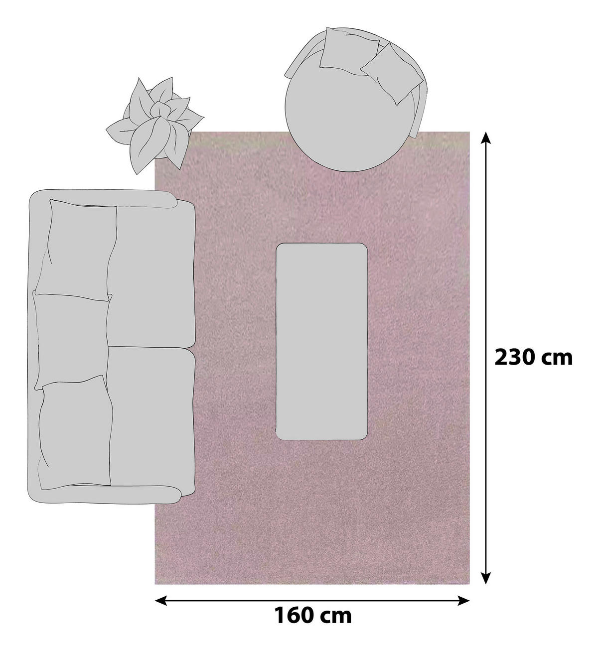 KOBEREC S VYSOKÝM VLASOM, 160/230 cm, ružová - ružová, Konventionell, textil (160/230cm) - Novel