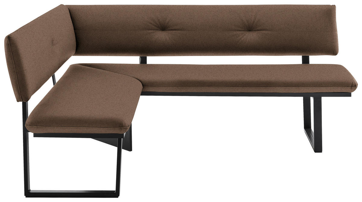 ECKBANK 150/190 cm  in Schwarz, Dunkelbraun  - Dunkelbraun/Schwarz, MODERN, Textil/Metall (150/190cm) - Cantus