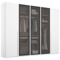 DREHTÜRENSCHRANK 251/235/60 cm 5-türig Grau, Weiß  - Weiß/Grau, Trend, Glas/Holzwerkstoff (251/235/60cm) - Novel