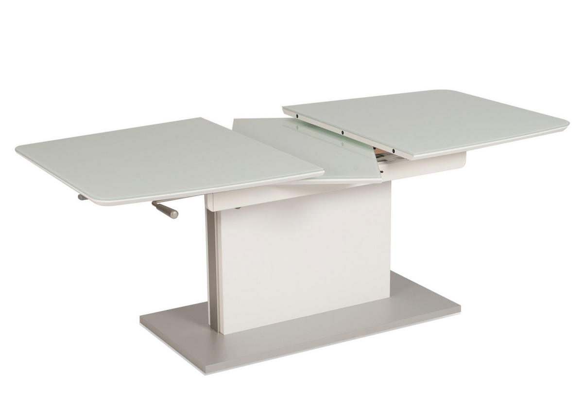 COUCHTISCH ESG 120-160/70/55-74 cm rechteckig Weiß  - Weiß, Design, Glas/Holzwerkstoff (120-160/70/55-74cm)