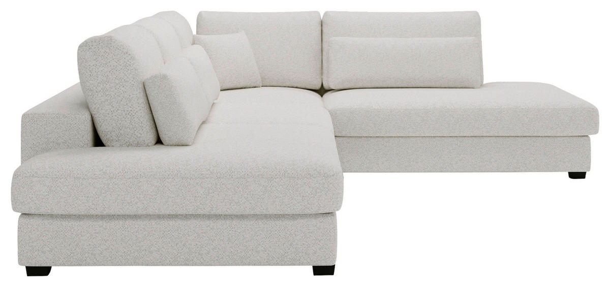 ECKSOFA in Plüsch, Bouclé Beige  - Beige/Schwarz, Design, Kunststoff/Textil (332/244cm) - Livetastic