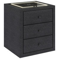 NACHTSCHRANK 49,5/56,5/46 cm, Dunkelgrau,  - Dunkelgrau/Schwarz, Basics, Glas/Kunststoff (49,5/56,5/46cm) - Chameo