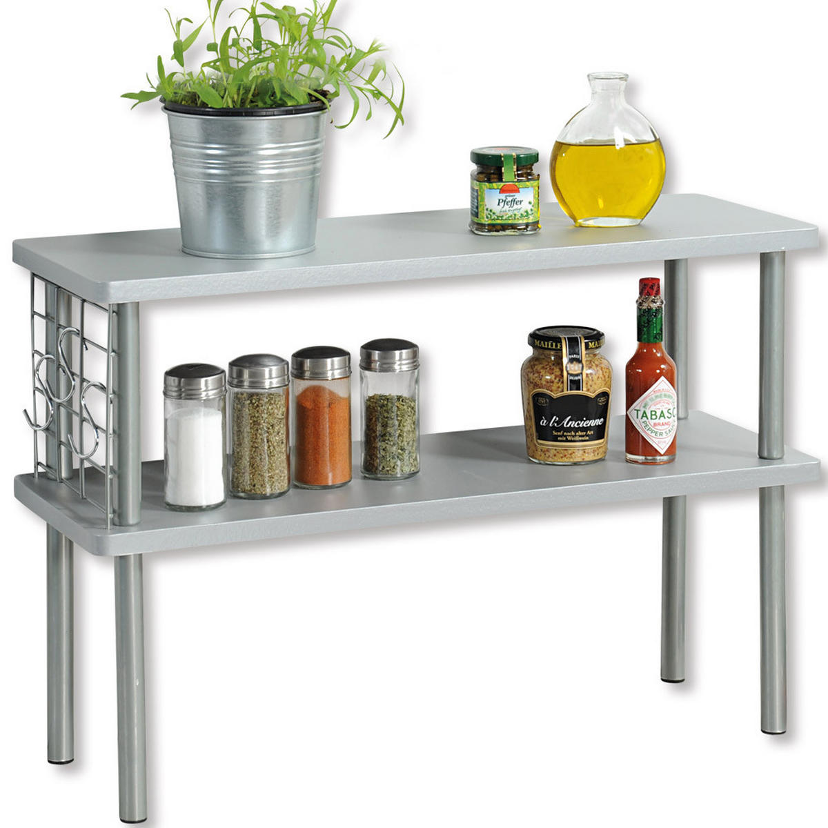KÜCHENREGAL  - Grau, Basics, Holzwerkstoff/Metall (55/38/20cm) - Kesper