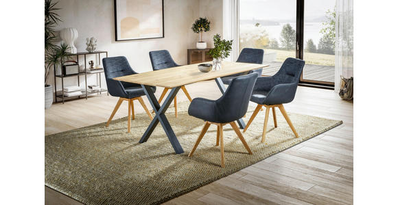 ESSTISCH Schwarz, Eichefarben rechteckig  in verschiedenen Größen erhältlich, Variantenauswahl  - Eichefarben/Schwarz, LIFESTYLE, Holz/Metall (160/90/75cm) - Linea Natura