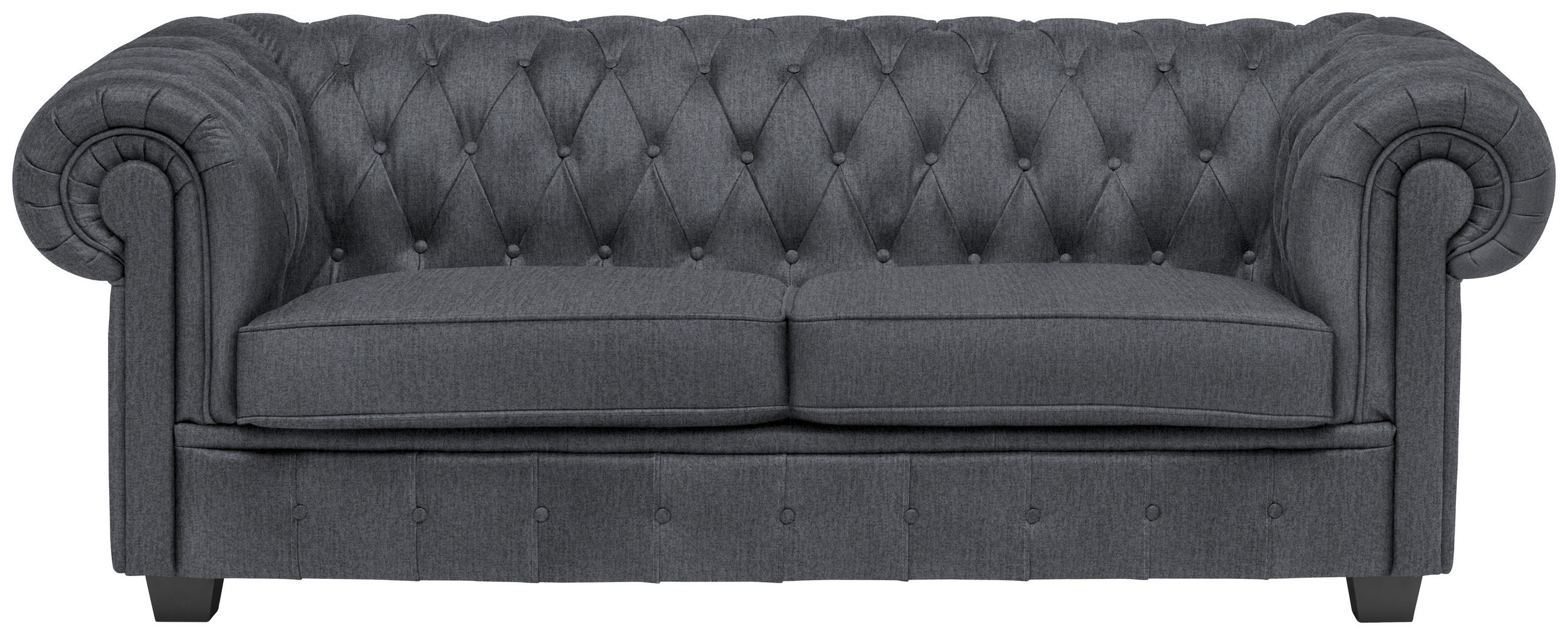 CHESTERFIELD-SOFA in Webstoff Grau  - Wengefarben/Grau, LIFESTYLE, Holz/Textil (206/76,5/96cm) - Landscape