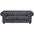 CHESTERFIELD-SOFA Webstoff Grau  - Wengefarben/Grau, LIFESTYLE, Holz/Textil (206/76,5/96cm) - Landscape