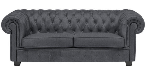 CHESTERFIELD-SOFA Webstoff Grau  - Wengefarben/Grau, LIFESTYLE, Holz/Textil (206/76,5/96cm) - Landscape