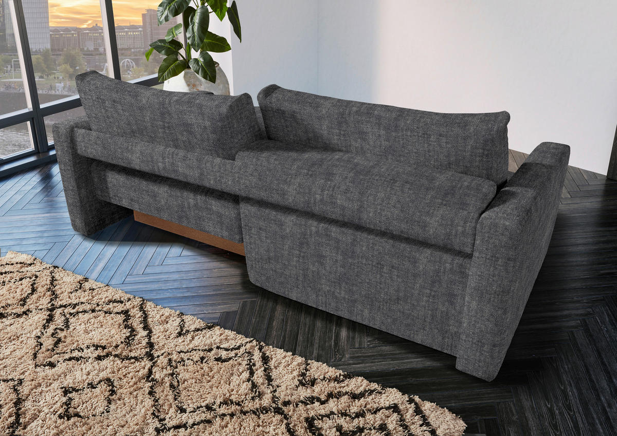 2,5-SITS SOFFA i velour grå  - svart/grå, Design, textil/plast (240/70/125cm) - Livetastic