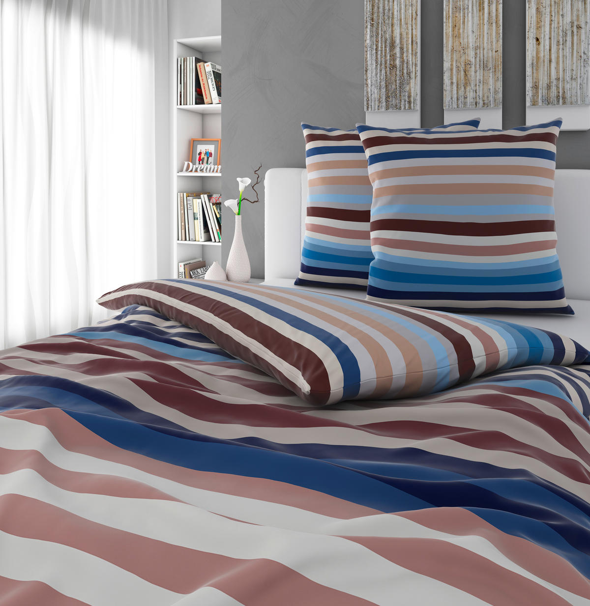 BETTWÄSCHE Arai Satin 200/200 cm  - Blau, Basics, Textil (200/200cm) - Novel