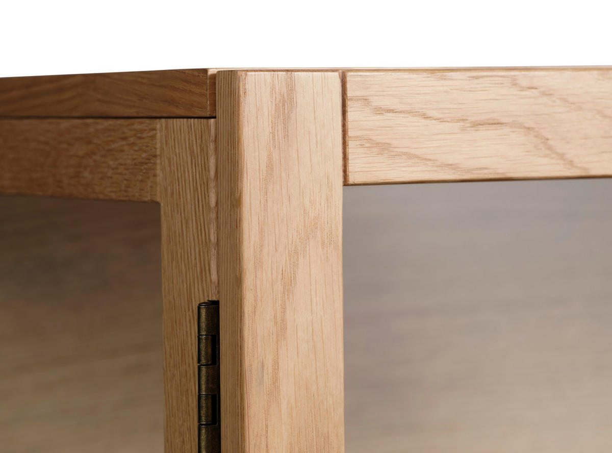VITRINE in massiv, teilmassiv Eiche Eichefarben  - Eichefarben, Basics, Glas/Holz (100/140/40cm) - Boxxx
