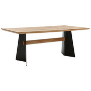 JEDILNA MIZA, masivno divji hrast črna, hrast - črna/hrast, Natur, kovina/les (200/100/78cm) - Voleo