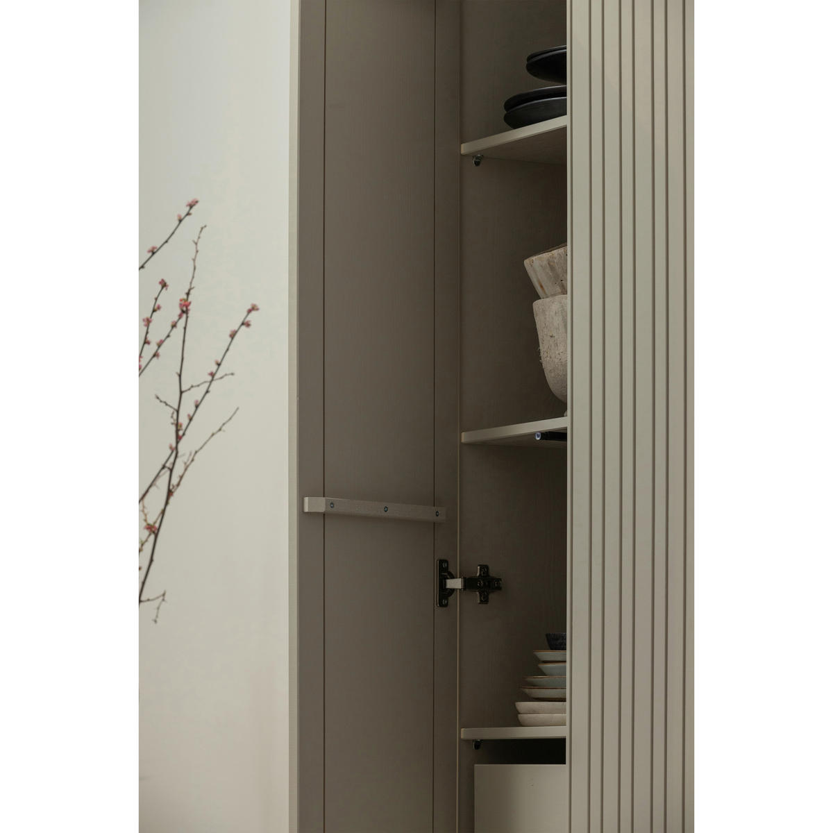 GARDEROBENSCHRANK Gravure  in 60/210/42 cm  - Schwarz/Grau, Design, Holz/Metall (60/210/42cm) - Livetastic