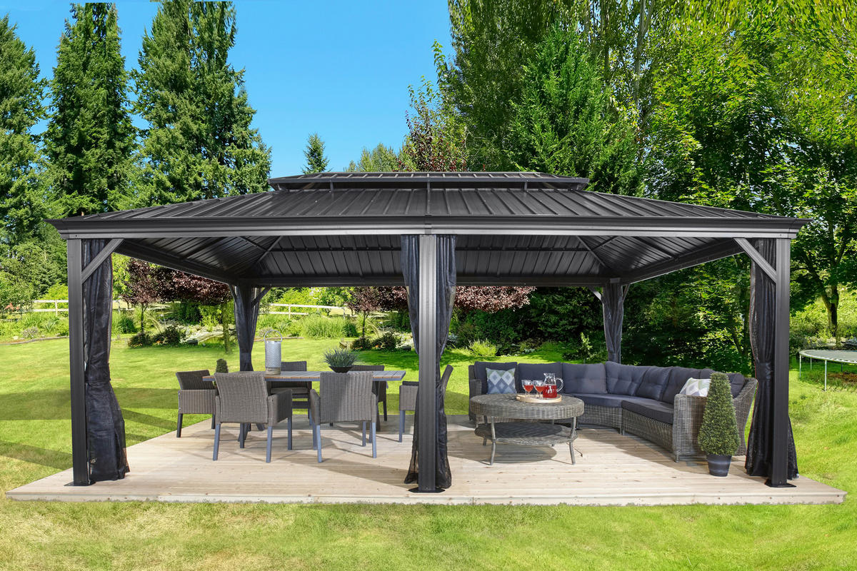 PAVILLON 598/307/363 cm Aluminium  - Anthrazit, Basics, Metall (598/307/363cm)