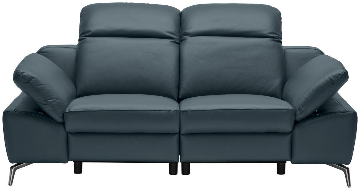 KÉTÜLÉSES KANAPÉ bőr sötétkék  - sötétkék/krómszínű, Design, műanyag/bőr (194/83-99/110cm) - Celina Home