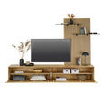 WOHNWAND 2-teilig  in Eichefarben  242/160/50 cm  - Eichefarben, Design, Glas/Holz (242/160/50cm) - Dieter Knoll