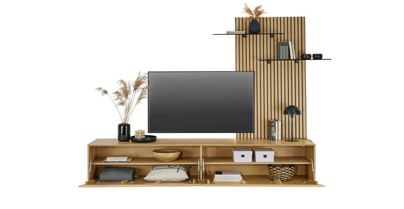 WOHNWAND 2-teilig  in Eichefarben  242/160/50 cm  - Eichefarben, Design, Glas/Holz (242/160/50cm) - Dieter Knoll