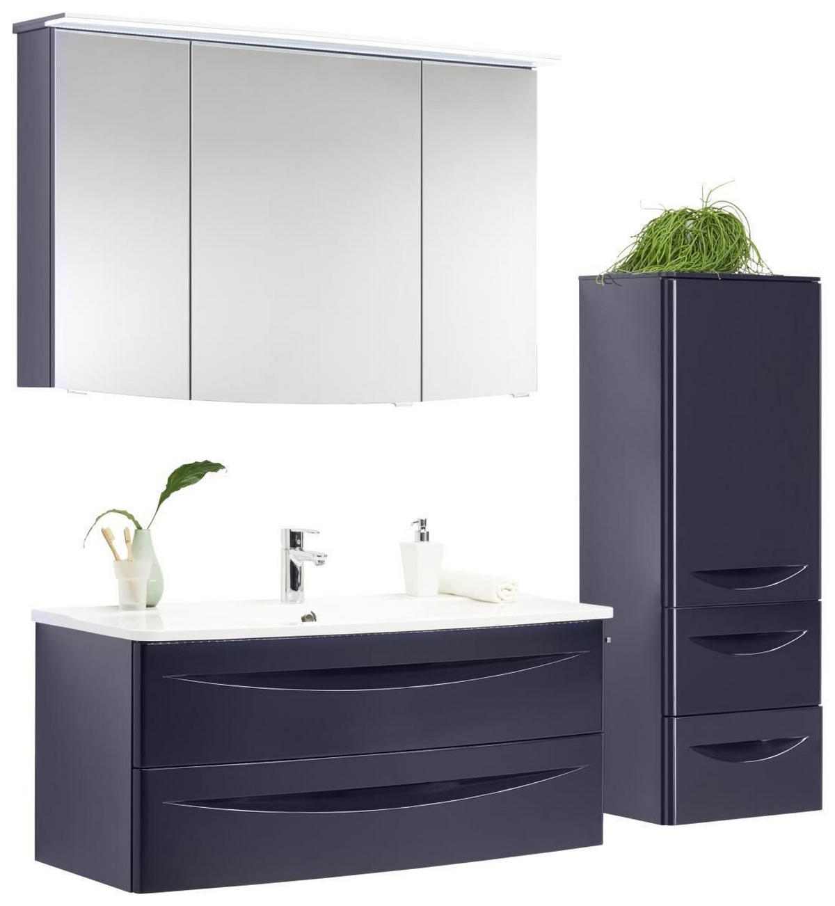 MIDISCHRANK 45/121/33 cm  - Blau, Design, Glas/Holzwerkstoff (45/121/33cm) - Sadena