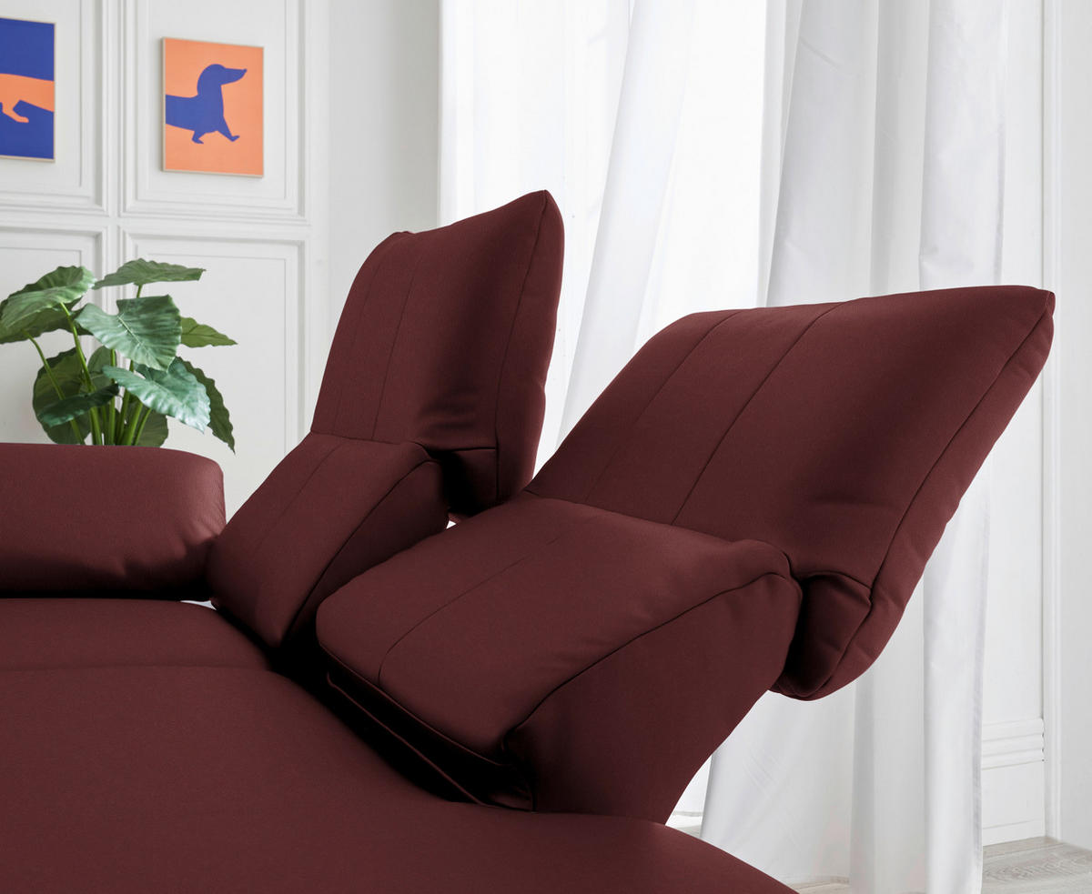 RÉCAMIERE in Echtleder Rot  - Chromfarben/Rot, Design, Leder/Metall (209/85-109/95-16cm) - Dieter Knoll
