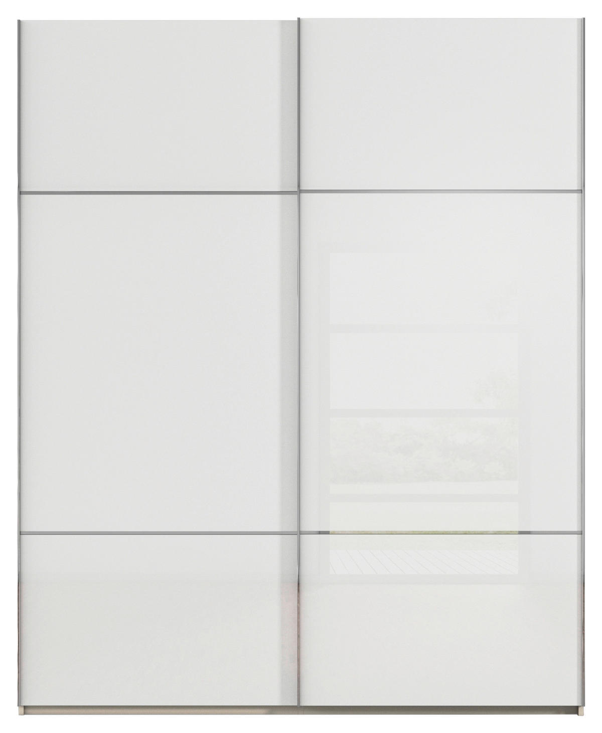 SCHWEBETÜRENSCHRANK  in Weiß, Champagner  - Chromfarben/Champagner, KONVENTIONELL, Glas/Holzwerkstoff (201/223/67cm) - Novel