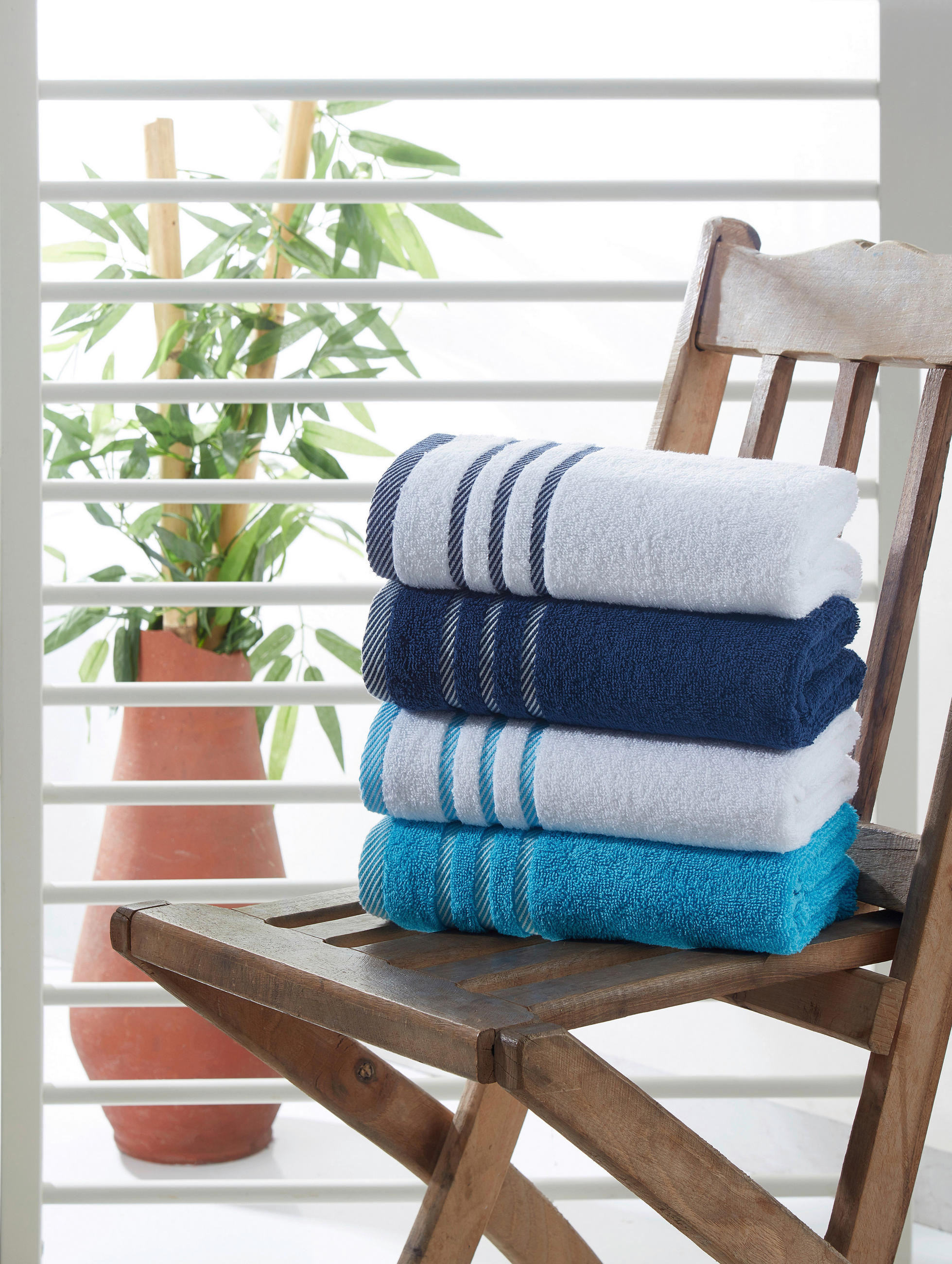 KÉZTÖRLŐ 30/50 cm kék, fehér  - kék/fehér, Konventionell, textil (30/50cm) - Esposa