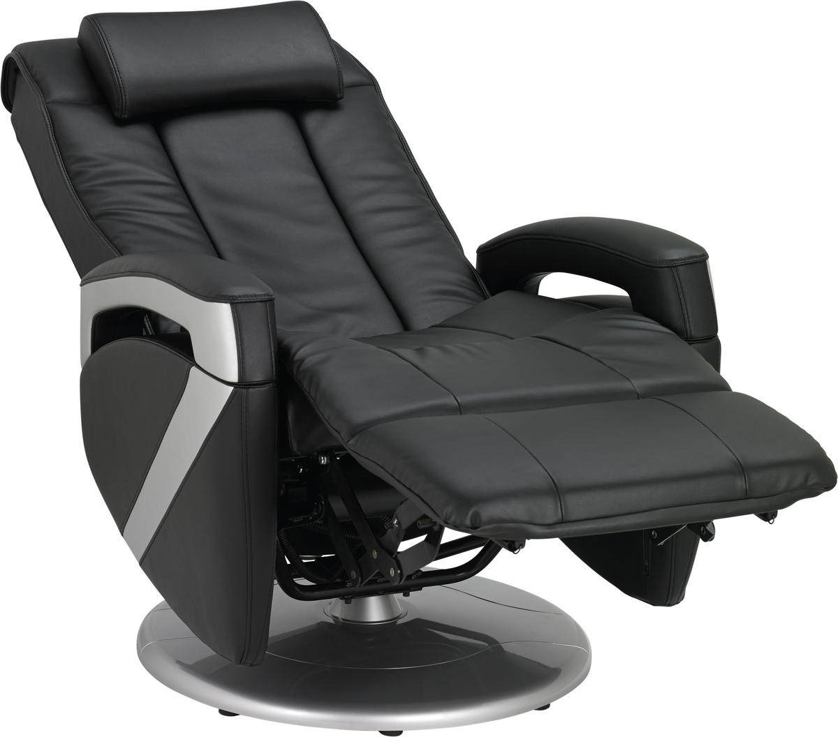 MASSAGESESSEL in Lederlook Schwarz  - Chromfarben/Schwarz, Design, Leder/Textil (75/110/113cm) - Cantus