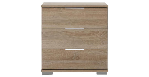 NACHTKÄSTCHEN in Eichefarben - Eichefarben/Silberfarben, KONVENTIONELL, Holzwerkstoff (52/58/38cm) - Cantus