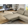 ECKSOFA in Echtleder Creme, Naturfarben  180/310 cm  - Creme/Schwarz, Design, Leder/Metall (180/310cm) - Dieter Knoll