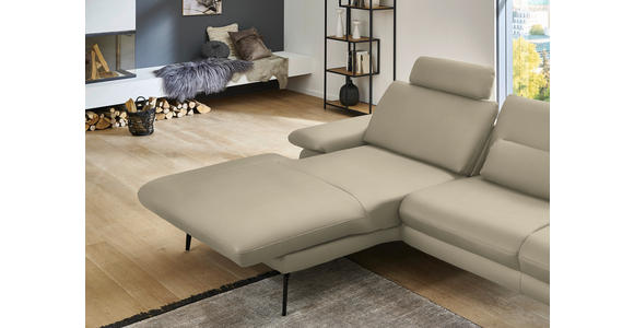 ECKSOFA in Echtleder Creme, Naturfarben 180/310 cm - Creme/Schwarz, Design, Leder/Metall (180/310cm) - Dieter Knoll