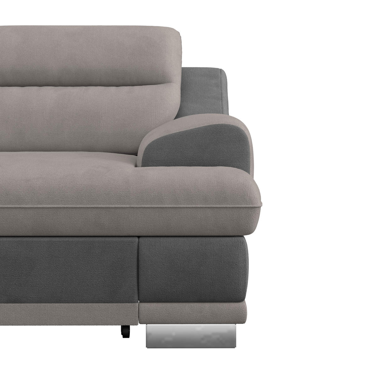 WOHNLANDSCHAFT in Velours Grau, Hellgrau  - Chromfarben/Hellgrau, Konventionell, Textil/Metall (217/264cm) - MID.YOU