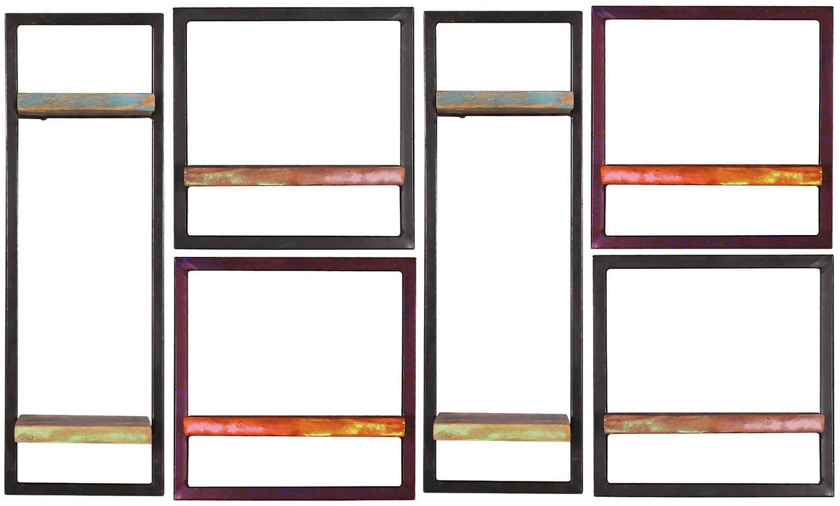 WANDREGALSET 135/75/25 cm  - Multicolor/Schwarz, Design, Holz/Metall (135/75/25cm) - MID.YOU