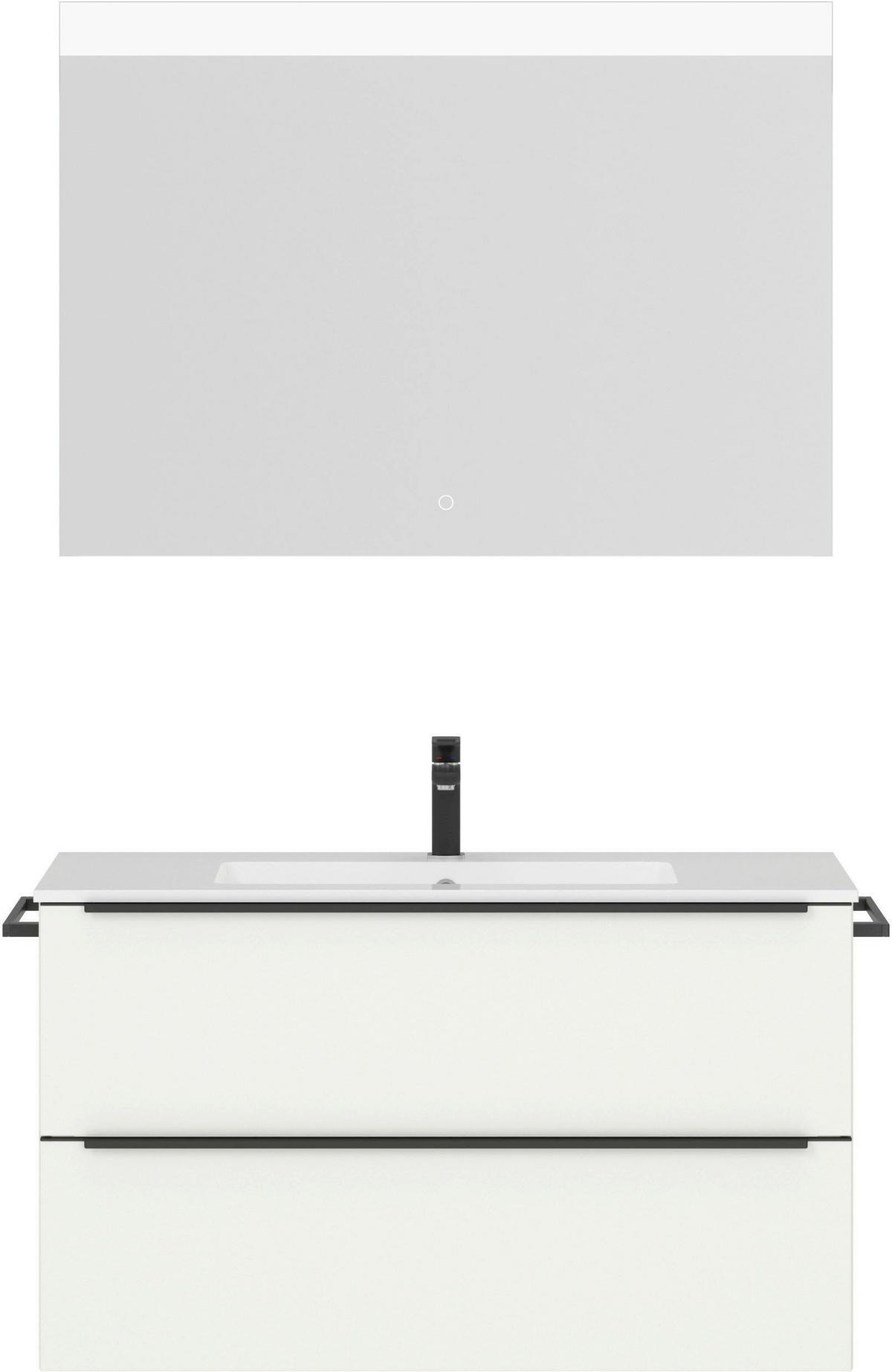 BADEZIMMER 3-teilig  in 101 cm  - Schwarz/Weiß, MODERN, Holzwerkstoff/Stein (101cm) - Nobilia