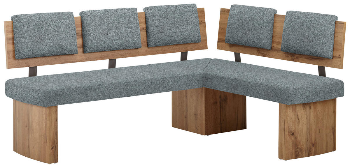 ECKBANKGRUPPE in Textil, Holzwerkstoff Eichefarben, Blaugrau  - Eichefarben/Blaugrau, Konventionell, Holzwerkstoff/Textil - Cantus