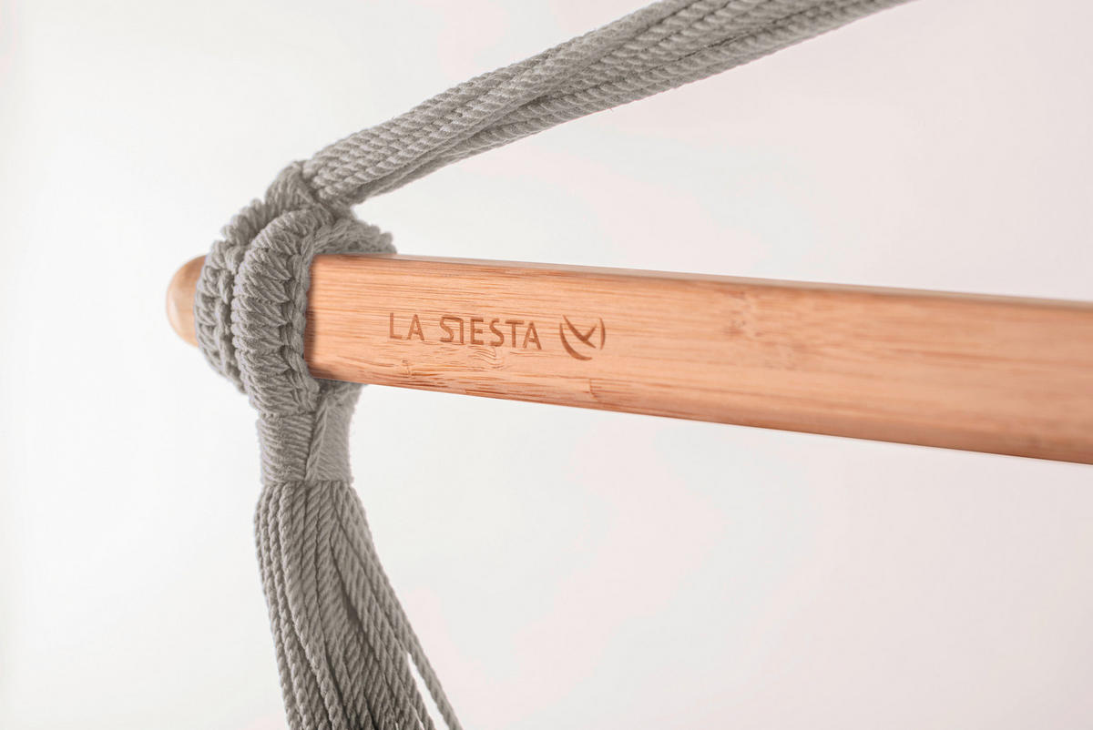 HÄNGESESSEL comfort outdoor 110/160/180 cm  - Hellgrau/Weiß, KONVENTIONELL, Holz/Textil (110/160/180cm) - La Siesta
