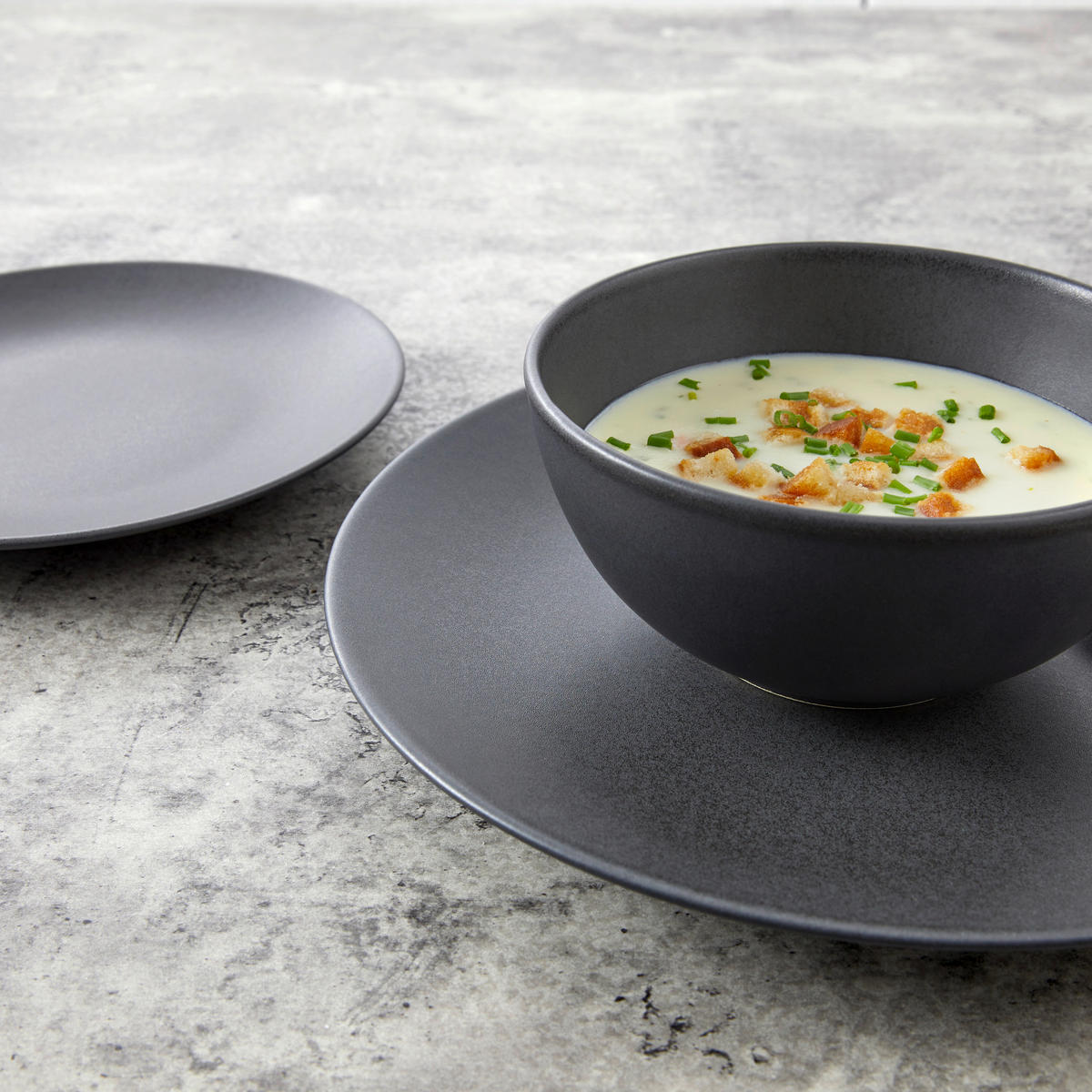 JÍDELNÍ SOUPRAVA, kamenina - černá, Moderní, keramika - Creatable