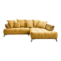 HÖRNSOFFA i chenille currygul  - currygul/svart, Modern, metall/textil (262/184cm) - MID.YOU