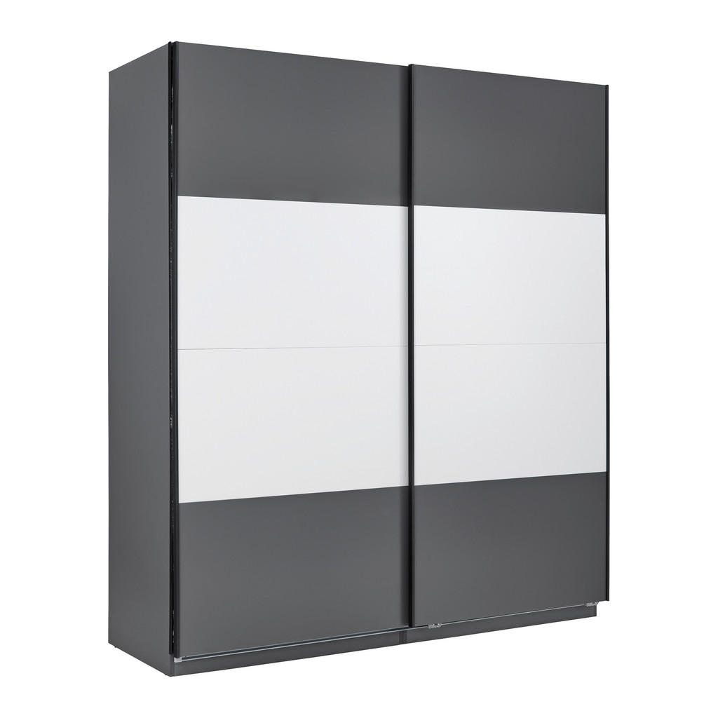 Schwebetürenschrank 182cm Unit, Anthrazit/Weiß