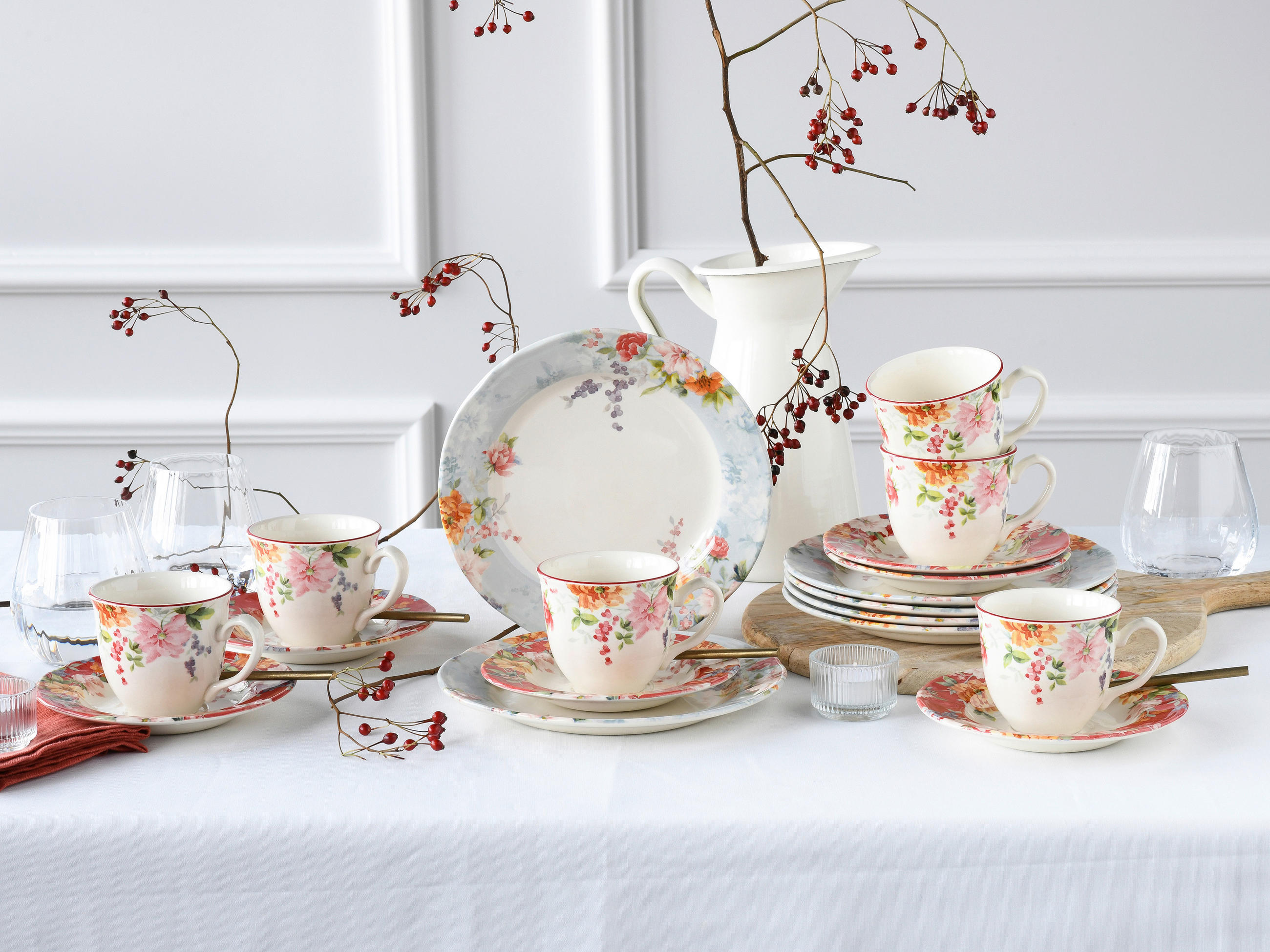 KAFFEESERVICE Multicolor Crimson bunt 18-teilig  - Multicolor, Basics, Keramik - Creatable