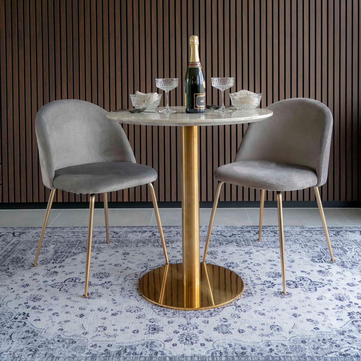 ESSTISCH in Holzwerkstoff 70/70/75 cm  - Messingfarben/Grauweiß, MODERN, Holzwerkstoff/Metall (70/70/75cm) - MID.YOU