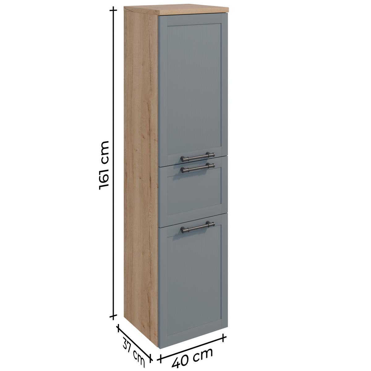 MIDISCHRANK 40/122,5/38 cm  - Edelstahlfarben/Eichefarben, MODERN, Holzwerkstoff/Metall (40/122,5/38cm) - Celina Home