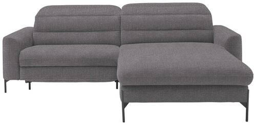 ECKSOFA in Flachgewebe Grau  - Schwarz/Grau, Design, Textil/Metall (252/191cm) - Dieter Knoll