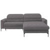 ECKSOFA in Flachgewebe Grau  - Schwarz/Grau, Design, Textil/Metall (252/191cm) - Dieter Knoll