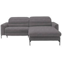 ECKSOFA in Flachgewebe Grau  - Schwarz/Grau, Design, Textil/Metall (252/191cm) - Dieter Knoll