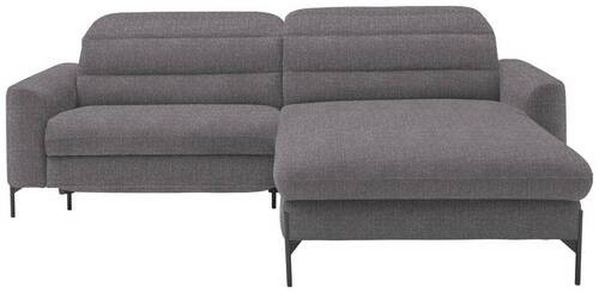 ECKSOFA in Flachgewebe Grau  - Schwarz/Grau, Design, Textil/Metall (252/191cm) - Dieter Knoll